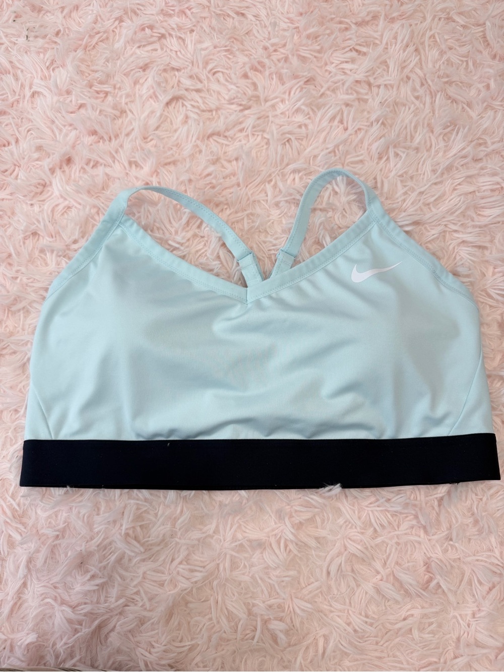 Nike Light Aqua with Black Band Strappy Sports Bra